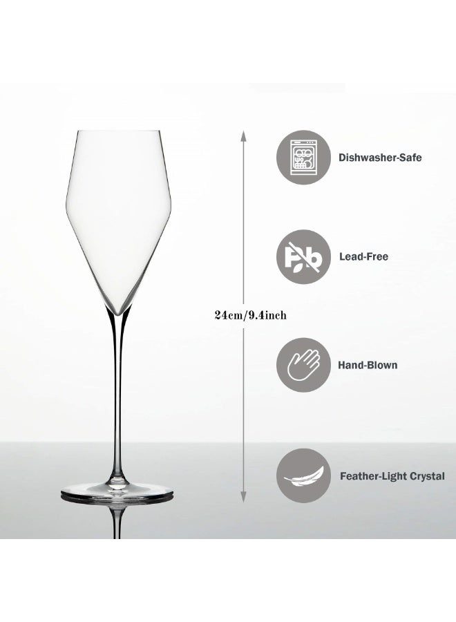 Set of 2 Ultra-Thin and Light Lead-Free Crystal Champagne Flutes, Hand-Blown Glass with Precision-Angled Curve, Perfect for Champagne, Prosecco, Sparkling Wine, Cava and Spumante - Image 2